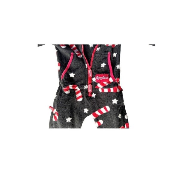 TIpsy Elves Candy Cane Lane Jumpsuit Boys or Girls Sz XS Black Red Full Zip - Picture 7 of 10